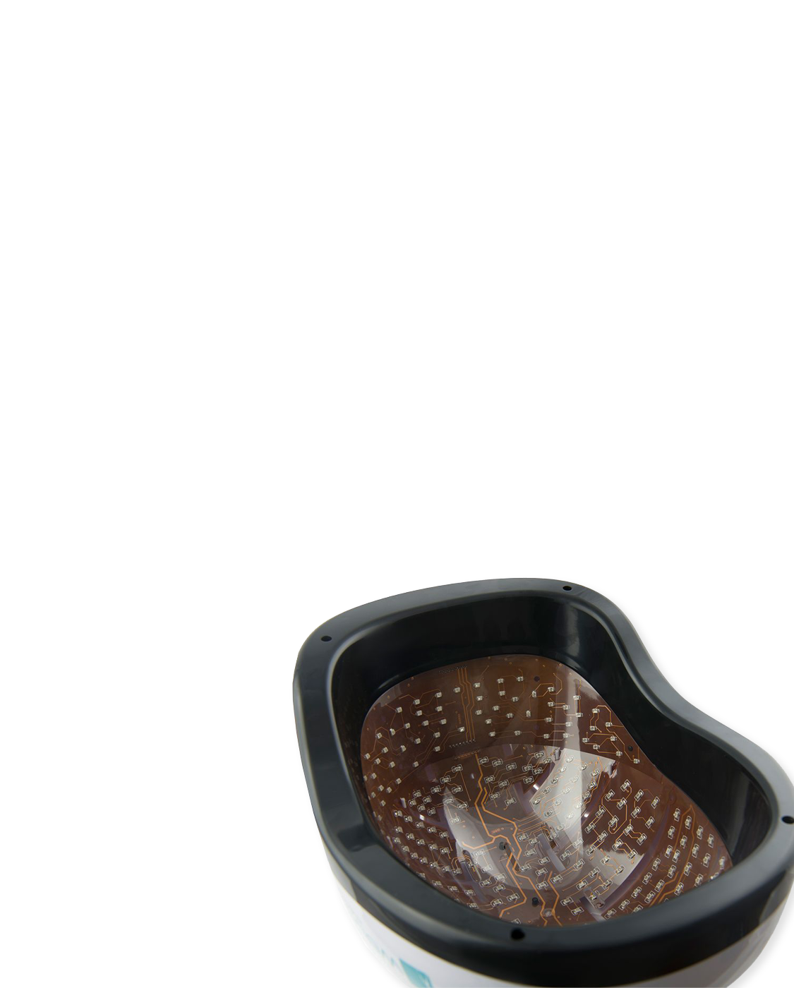 Close-up of the infrared helmet from the inside with circuits