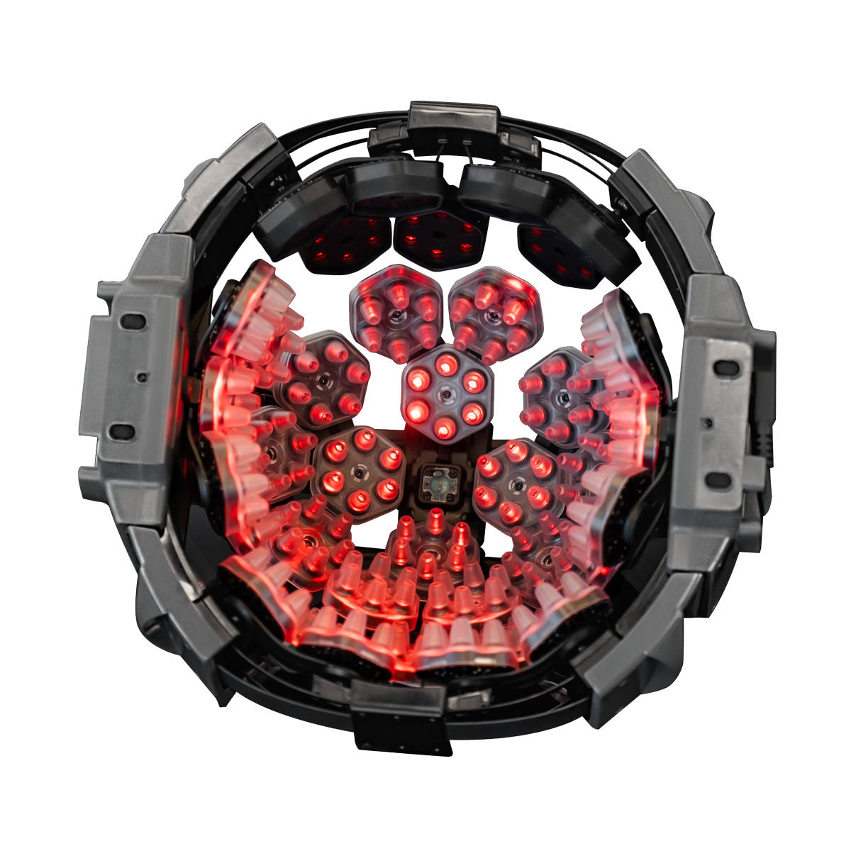 Image showing the technology and design of the WeberBrain® laser helmet.