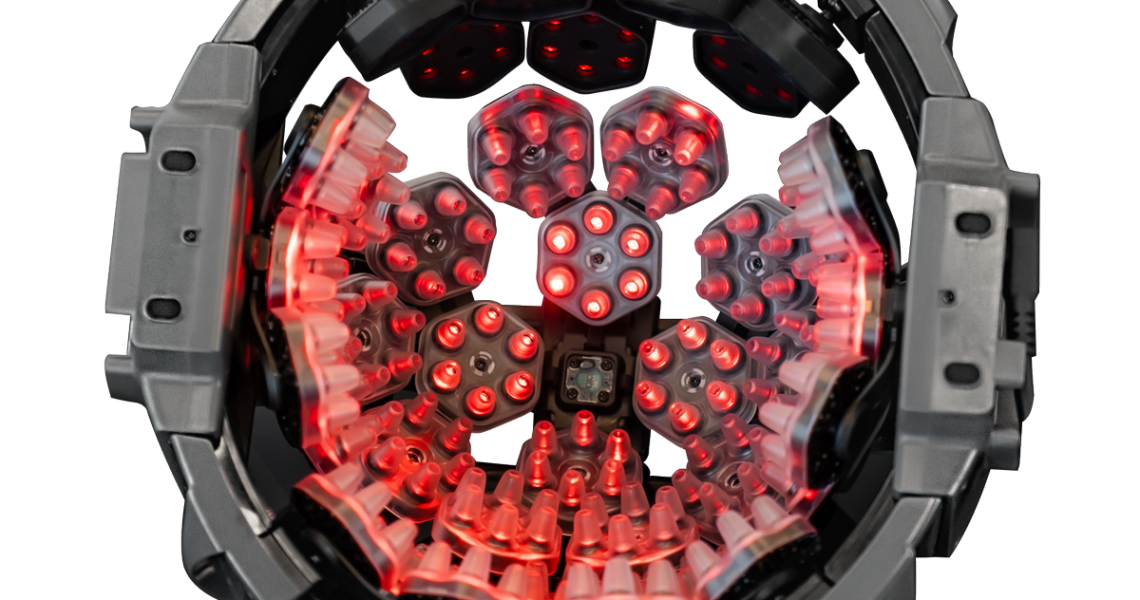 Image showing the technology and design of the WeberBrain® laser helmet.
