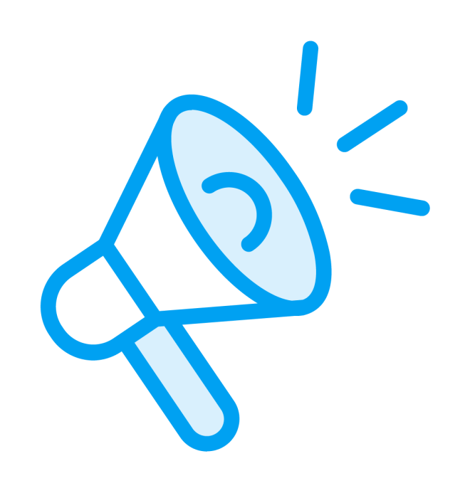 Blue icon with microphone